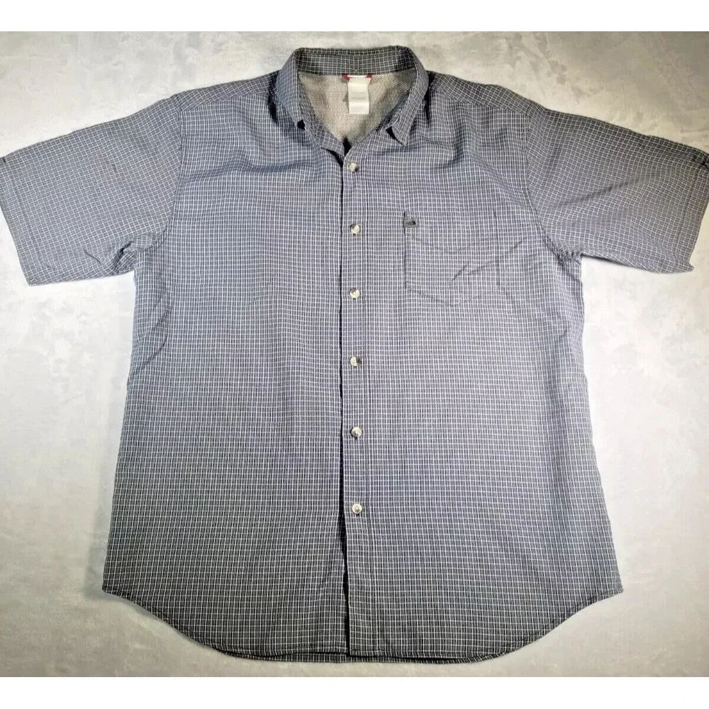 The North Face Shirt Mens Large‎ Blue Check Plaid Button Up Short Sleeve Casual